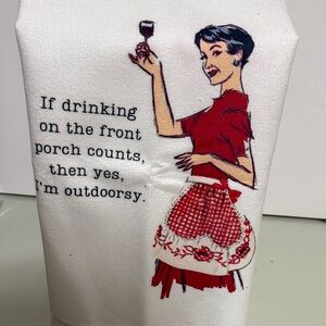 Charming Red Kitchen Towel with Vintage Design